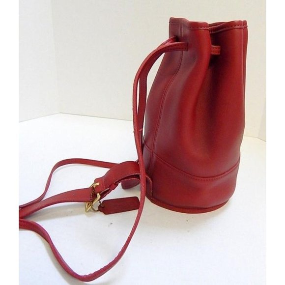 Sold on ALLAMODA .shop - COACH Vintage Red Leather Drawstring Backpack - Picture 10 of 12